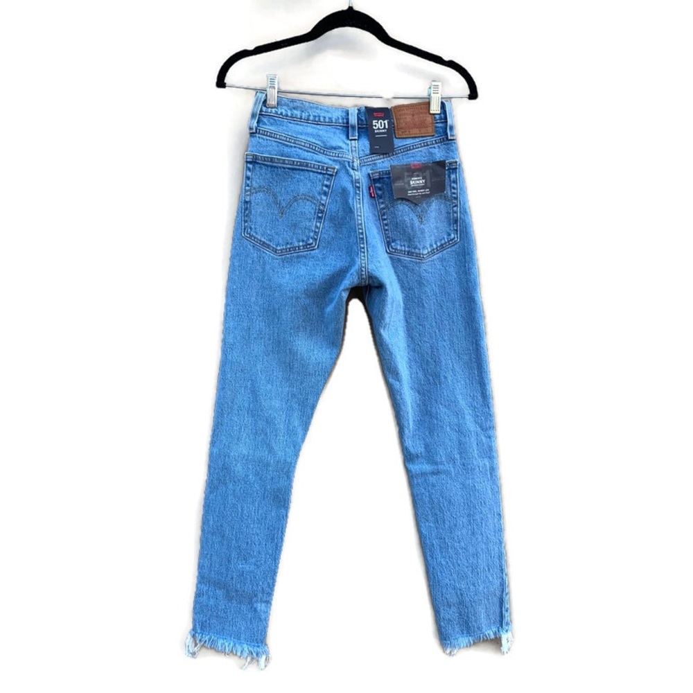 Levi’s Premium 501 Skinny High Rise Rhinestone Studded Fringe Denim Jeans NWT - Picture 2 of 6
